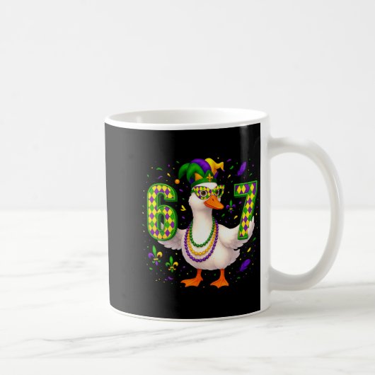 Six Seven 67 Meme Goose With Jester Hat &amp; Bead コーヒーマグカップ (右)