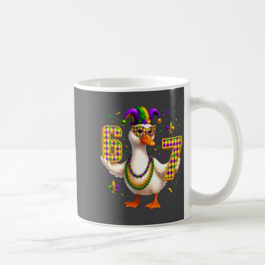 Six Seven 67 Meme Goose With Jester Hat &amp; Bead コーヒーマグカップ (右)