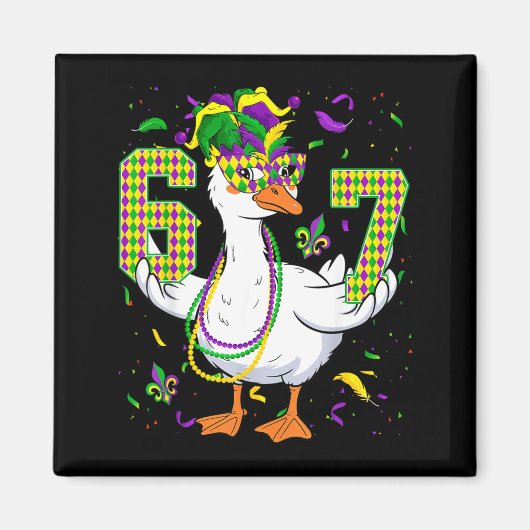 Six Seven 67 Meme Goose With Jester Hat &amp; Bead マグネット (正面)