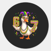 Six Seven 67 Meme Goose With Jester Hat &amp; Bead ラウンドシール (正面)