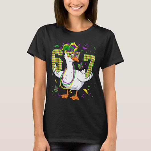 Six Seven 67 Meme Goose With Jester Hat &amp; Bead Tシャツ (正面)
