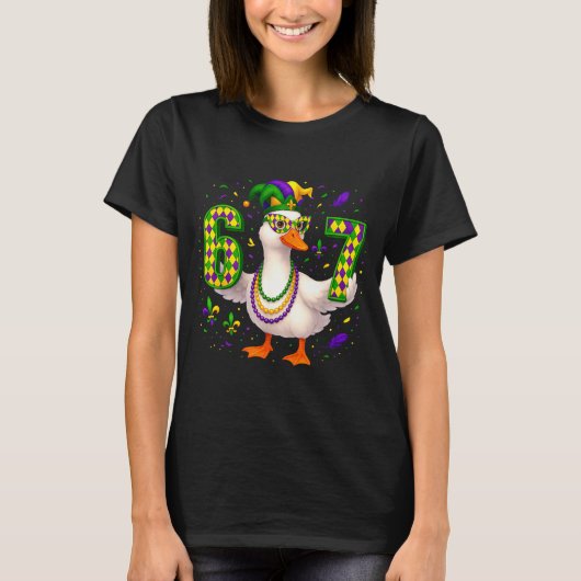 Six Seven 67 Meme Goose With Jester Hat &amp; Bead Tシャツ (正面)