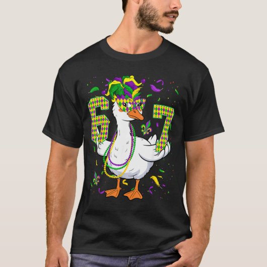 Six Seven 67 Meme Goose With Jester Hat &amp; Bead Tシャツ (正面)