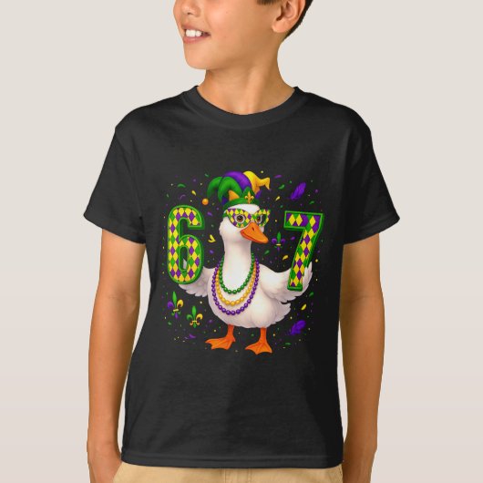 Six Seven 67 Meme Goose With Jester Hat &amp; Bead Tシャツ (正面)
