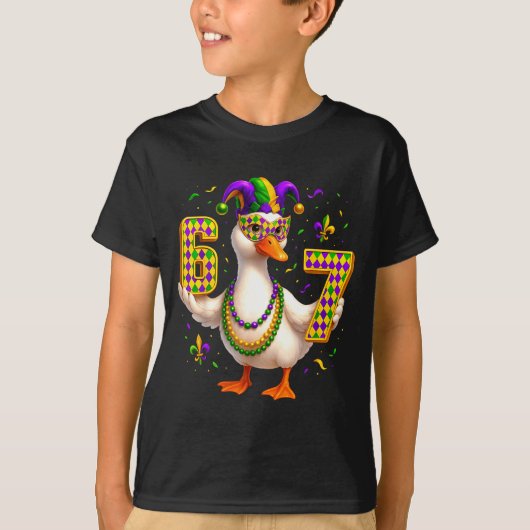 Six Seven 67 Meme Goose With Jester Hat & Bead Tシャツ (正面)
