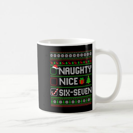Six Seven 67 Meme Nice Naughty Christmas Pajamas M コーヒーマグカップ (右)