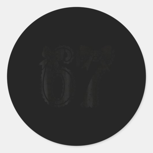 Six Seven 67 Meme Number 67 Coquette Bow Womens Gi ラウンドシール (正面)