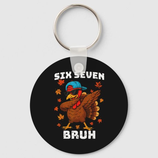 Six Seven 67 Thanksgiving Meme Funny Thankful Turk キーホルダー (正面)
