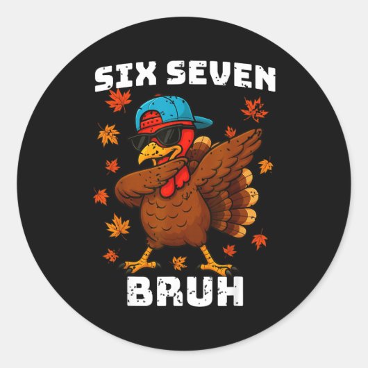 Six Seven 67 Thanksgiving Meme Funny Thankful Turk ラウンドシール (正面)