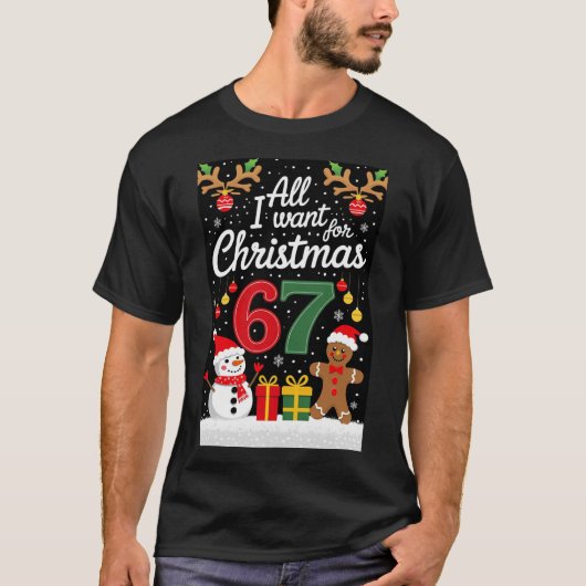 Six Seven 6 7 Christmas Tee Funny Meme Holiday Tシャツ (正面)