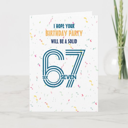  Six Seven 6 7 Coloful Confetti Boy Birthday カード (正面)