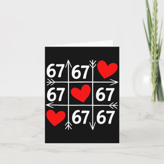 Six Seven 6 7 Funny 67 Valentines Day Heart Men Wo カード (正面)