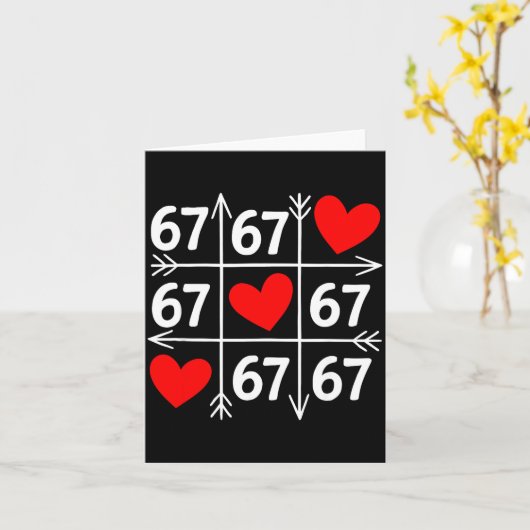 Six Seven 6 7 Funny 67 Valentines Day Heart Men Wo カード (黄色い花)