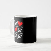 Six Seven 6 7 Funny 67 Valentines Day Heart Men Wo コーヒーマグカップ (正面左)