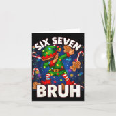 Six Seven 6 7 Funny Bruh Christmas Dabbing Elf Mat カード (正面)