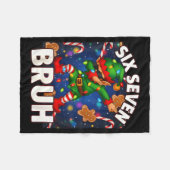 Six Seven 6 7 Funny Bruh Christmas Dabbing Elf Mat フリースブランケット (正面(横))