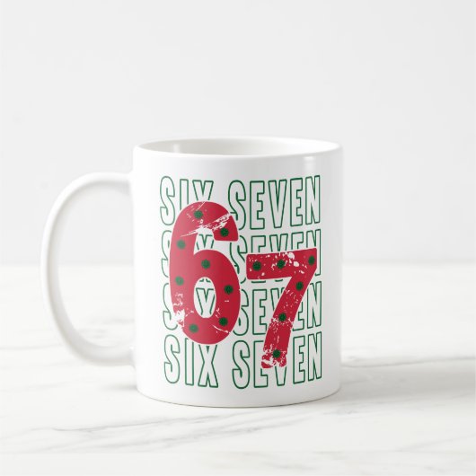 Six Seven 6 7 Funny Meme Mug コーヒーマグカップ (左)