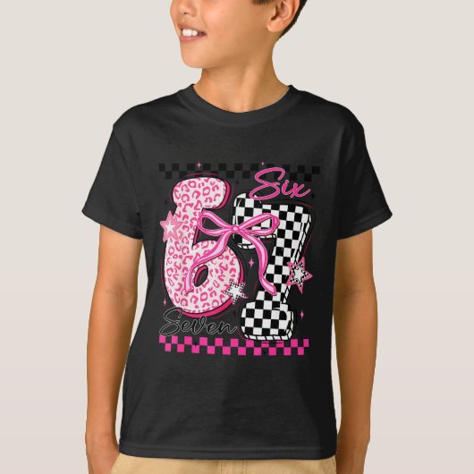 Six Seven 6 7 Leopard Checkered 67 Meme Teacher Wo Tシャツ (正面)