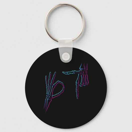 Six Seven 6 7 Meme 67 Skeleton Hand Halloween Cost キーホルダー (正面)