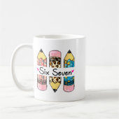 Six Seven 6 7 Meme 67 Teacher Design For Women Gir コーヒーマグカップ (左)