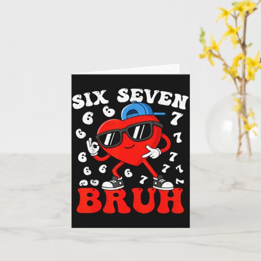 Six Seven 6 7 Meme 67 Trend Valentines Day Boys To カード (黄色い花)