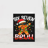 Six Seven 6 7 Meme Dabbing Gingerbread Man Christm カード (正面)