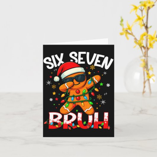 Six Seven 6 7 Meme Dabbing Gingerbread Man Christm カード (黄色い花)
