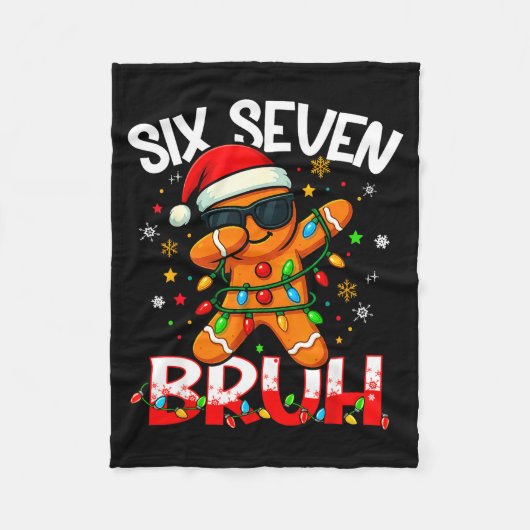 Six Seven 6 7 Meme Dabbing Gingerbread Man Christm フリースブランケット (正面)