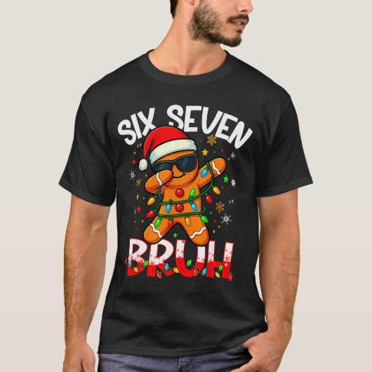 Six Seven 6 7 Meme Dabbing Gingerbread Man Christm Tシャツ (正面)