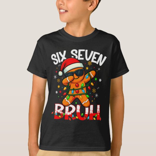 Six Seven 6 7 Meme Dabbing Gingerbread Man Christm Tシャツ (正面)