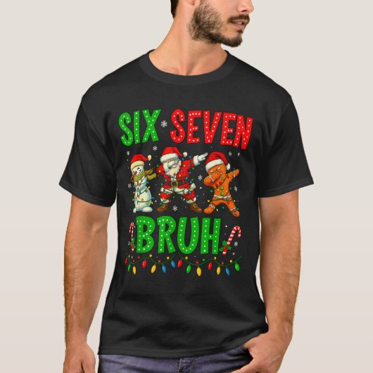 Six Seven 6 7 Meme Dabbing Santa Gingerbread Chris Tシャツ (正面)