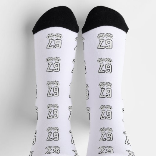 Six Seven 6 7 Meme Funny Hands Socks ソックス (上部)