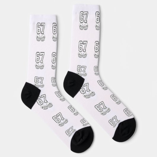 Six Seven 6 7 Meme Funny Hands Socks ソックス (右)