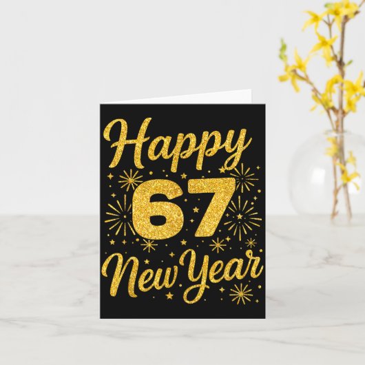 Six Seven 6 7 Meme Funny Happy New Year 67 2026  カード (黄色い花)