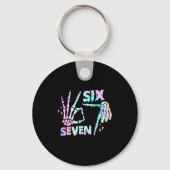 Six Seven 6 7 Meme Funny Skeleton Hands Sign Let's キーホルダー (正面)