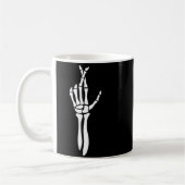 Six Seven 6 7 Meme Funny Skeleton Hands Sign Let's コーヒーマグカップ (左)