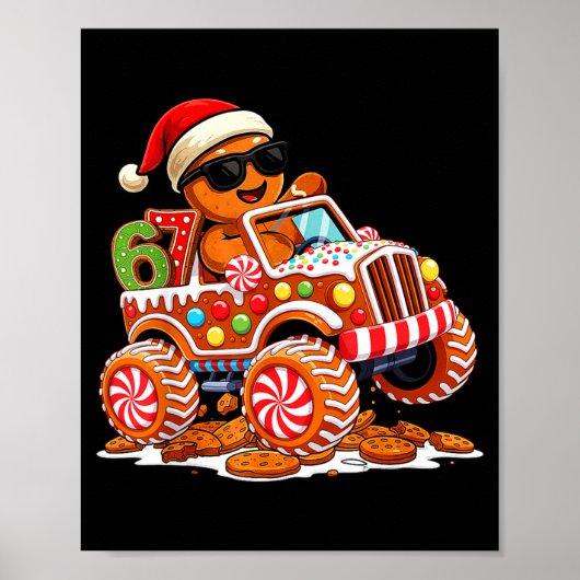 Six Seven 6 7 Monster Truck Gingerbread Man Christ ポスター (正面)