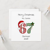 Six Seven 6 7 Survivor Funny Christmas Holiday カード (正面/裏面インサイチュ)
