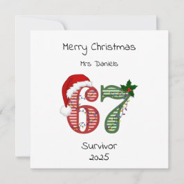 Six Seven 6 7 Survivor Funny Christmas Holiday カード