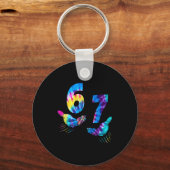 Six Seven 6 7 Tie Dye Kids Girl Boy 6-7 Meme Hands キーホルダー (正面)