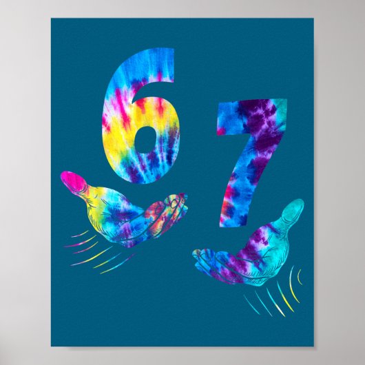 Six Seven 6 7 Tie Dye Kids Girl Boy 6-7 Meme Hands ポスター (正面)