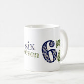 Six Seven 6 7 Trend Blue & Green Modern コーヒーマグカップ (正面右)
