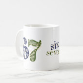 Six Seven 6 7 Trend Blue & Green Modern コーヒーマグカップ (正面左)