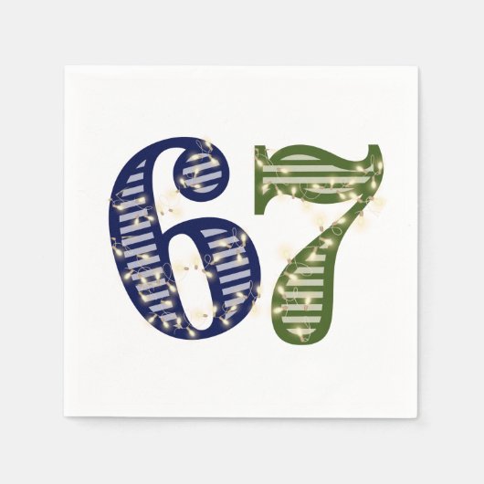 Six Seven 6 7 Trend Blue & Green Modern スタンダードカクテルナプキン (正面)