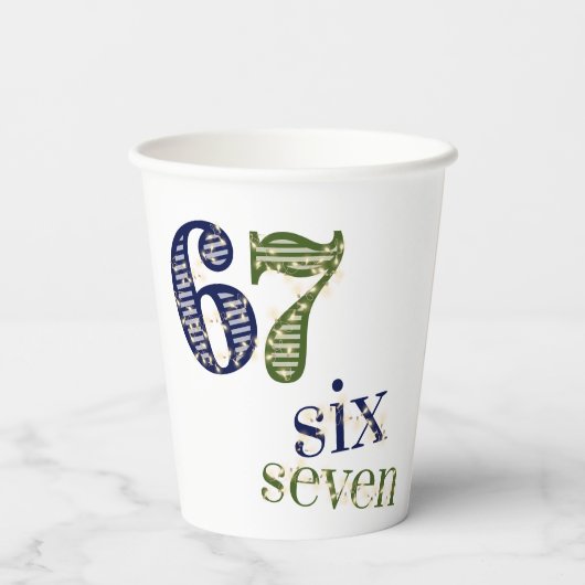 Six Seven 6 7 Trend Blue & Green Modern 紙コップ (裏面)