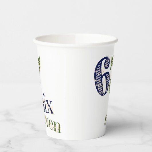 Six Seven 6 7 Trend Blue & Green Modern 紙コップ (左)