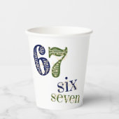 Six Seven 6 7 Trend Blue & Green Modern 紙コップ (正面)
