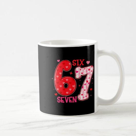 Six Seven 6 7 Valentines Day Trendy Valentine Meme コーヒーマグカップ (右)