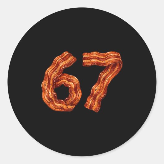 Six Seven Bacon Cool Meme 67 Funny Number  ラウンドシール (正面)