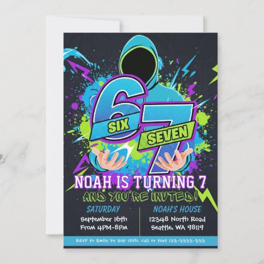 Six Seven Birthday Invitation, 7th Birthday 招待状 (正面)